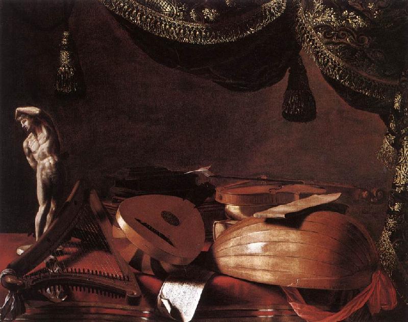 BASCHENIS, Evaristo Still-Life with Musical Instruments and a Small Classical Statue  www Germany oil painting art